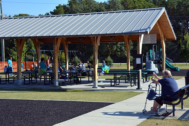 A picnic shelter at Ocean Isle Beach Park